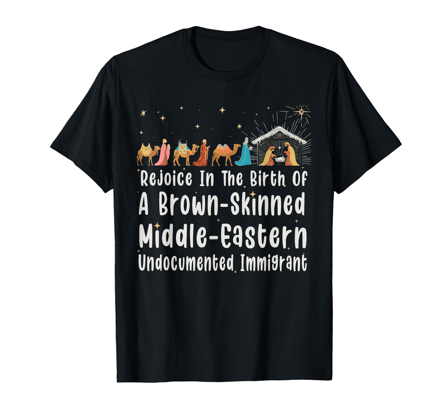 Rejoice In The Birth Of A Brown Skinned Christmas Jesus Xmas T-Shirt
