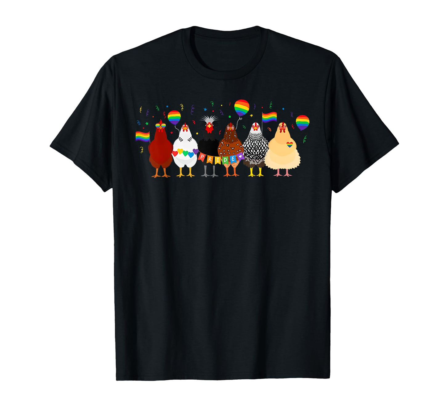 Vintage Gay Pride Chickens With Balloon Rainbow LGBTQ T-Shirt