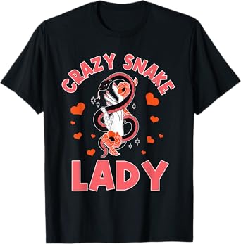 Crazy Snake Lady Snakes Reptile Girl Herpetologist T-Shirt