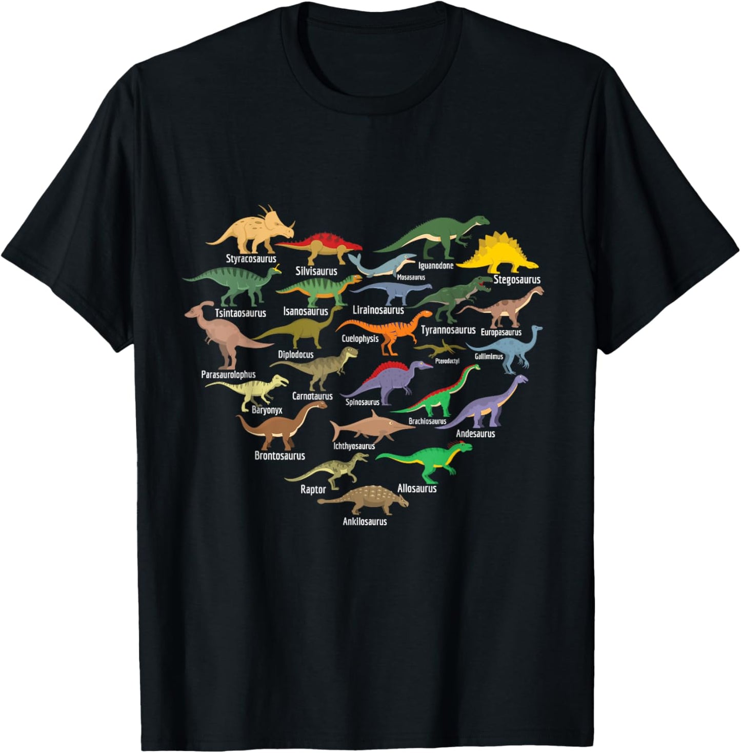 types of Dinosaurs heart Dino identification boys girls kids T-Shirt