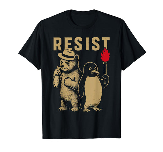 Resist Penguins And Bear Graphic We Stand With Penguins T-Shirt