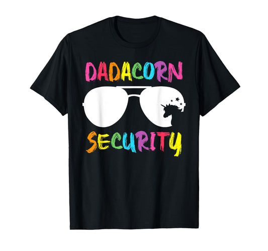 Dadacorn Security Unicorn Dad and Girl Papa Fathers Day Gift T-Shirt