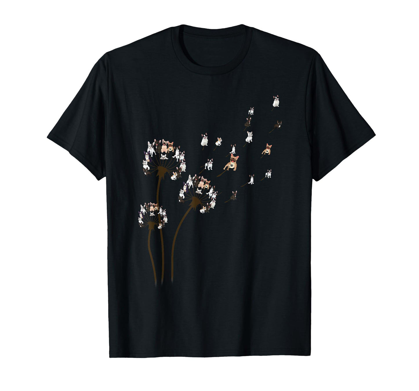 French Bulldog Flower Fly Dandelion Shirt Funny Dog Lovers T-Shirt