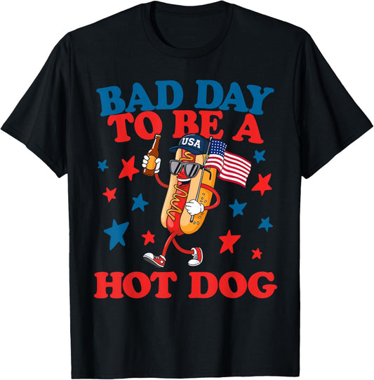 It's A Bad Day To Be A Hot Dog Glizzy Funny 4th Of July T-Shirt