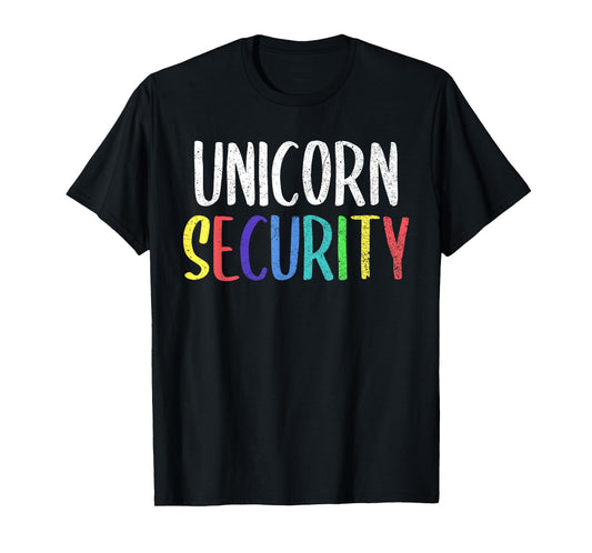 Halloween Dad Mom Daughter Adult Costume, Unicorn Security T-Shirt