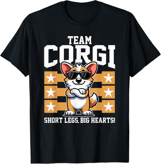 Team Corgi Short Legs Big Hearts Dog Pet Lover Crossed Paw T-Shirt