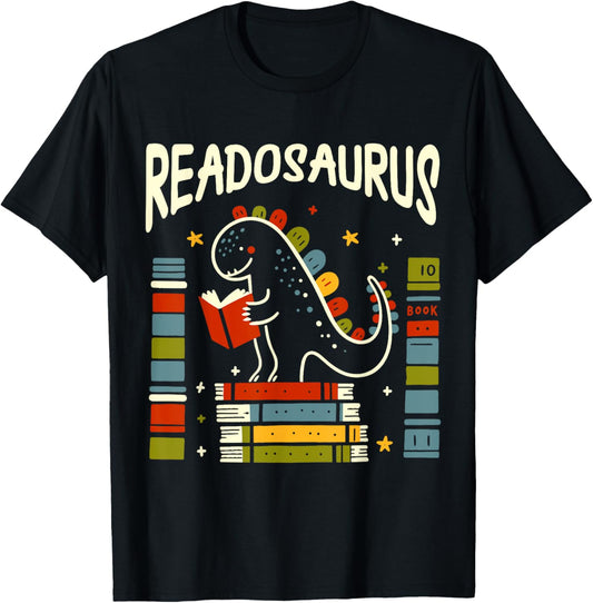 Readosaurus Funny Dinosaur Book Reading Lover Men Women Kids T-Shirt