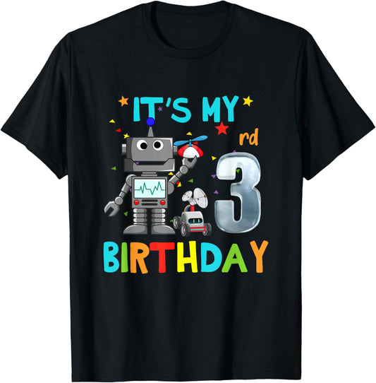 Funny 3rd Birthday Shirts Robot Birthday Shirt 3 Year Old T-Shirt