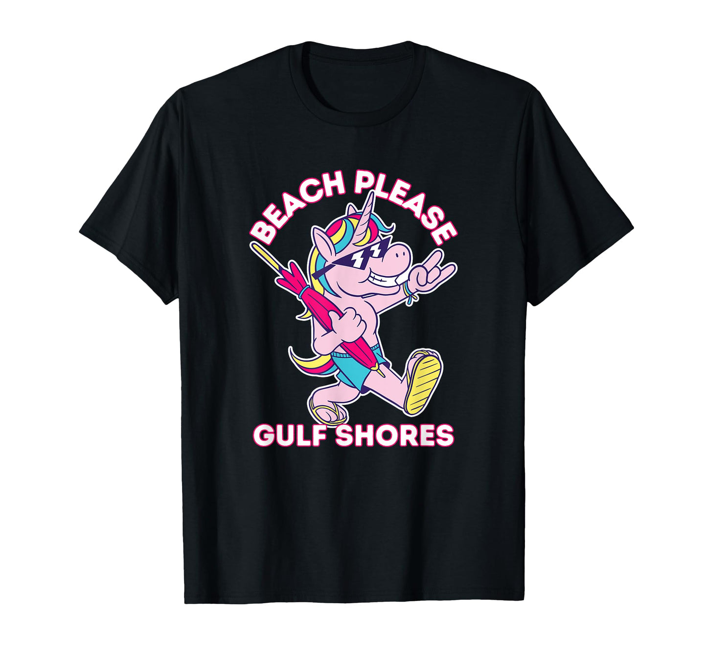 Beach Please Gulf Shores Alabama Funny Unicorn Vacation T-Shirt