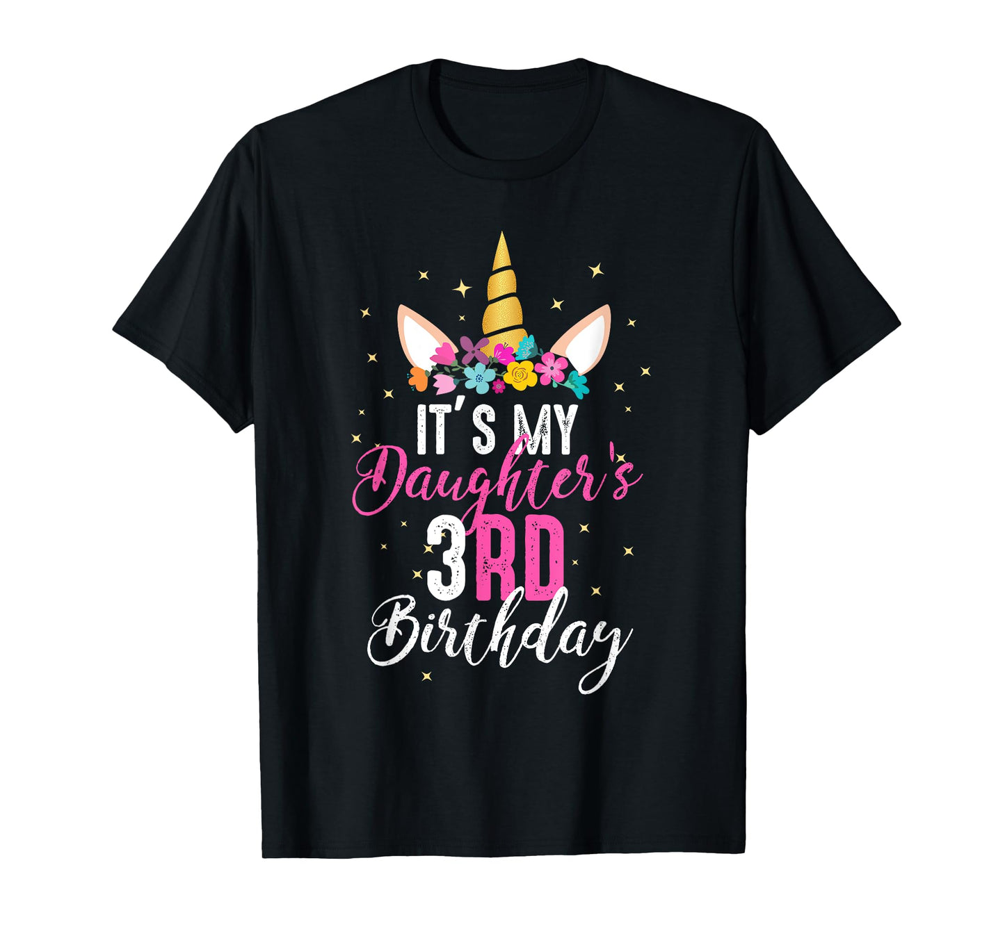 Its My Daughters 3rd Birthay Girl Gift Unicorn Birthday T-Shirt