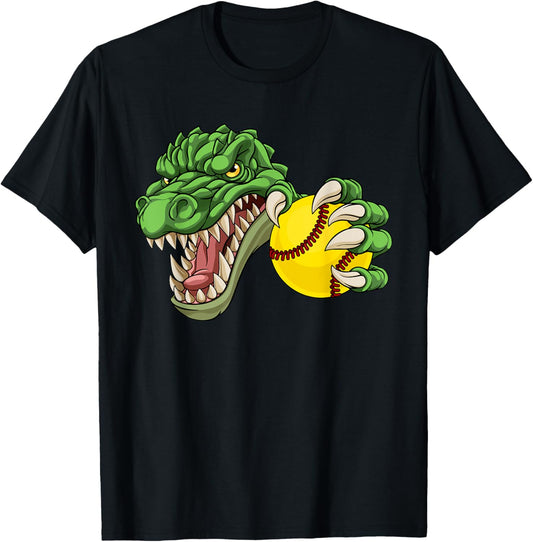 Alligator Crocodile Dinosaur Softball Character T-Shirt