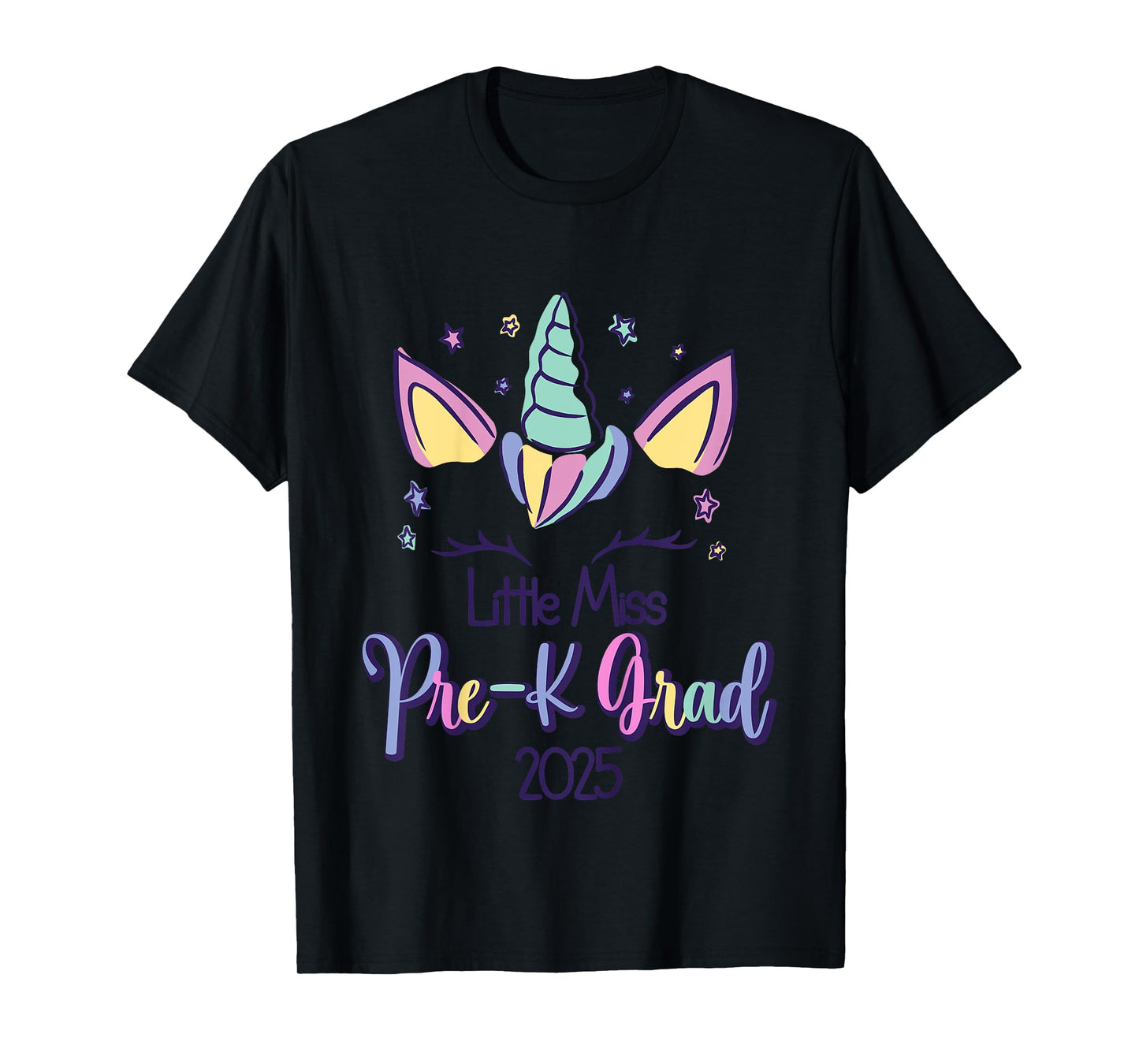 Kids Little Miss Pre-K Grad Unicorn Preschool Graduation 2025 T-Shirt
