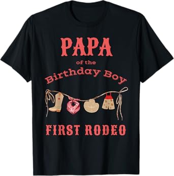 Papa Dad First Rodeo 1st Birthday Cowboy Family Matching T-Shirt