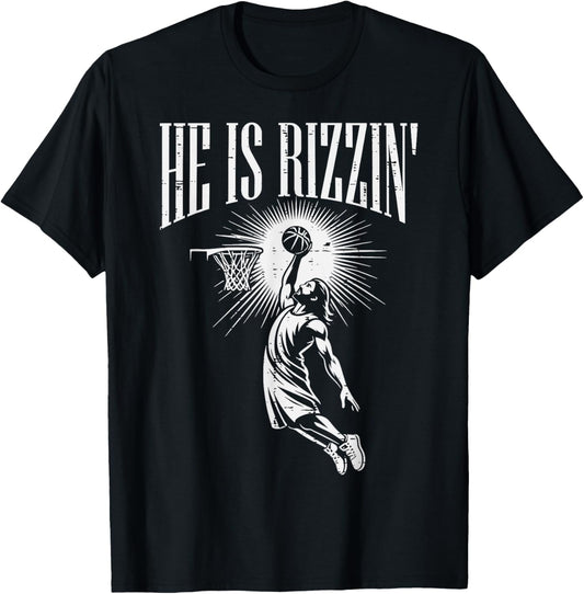 Easter He Is Rizzin Christian Religious Boys Kids Men Teen T-Shirt