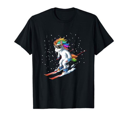 Unicorn on Ski - Funny Ski Gift T-Shirt