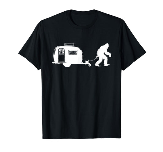 Sasquatch RV Motorhome Camping Bigfoot Campervan Funny T-Shirt, Small, Black