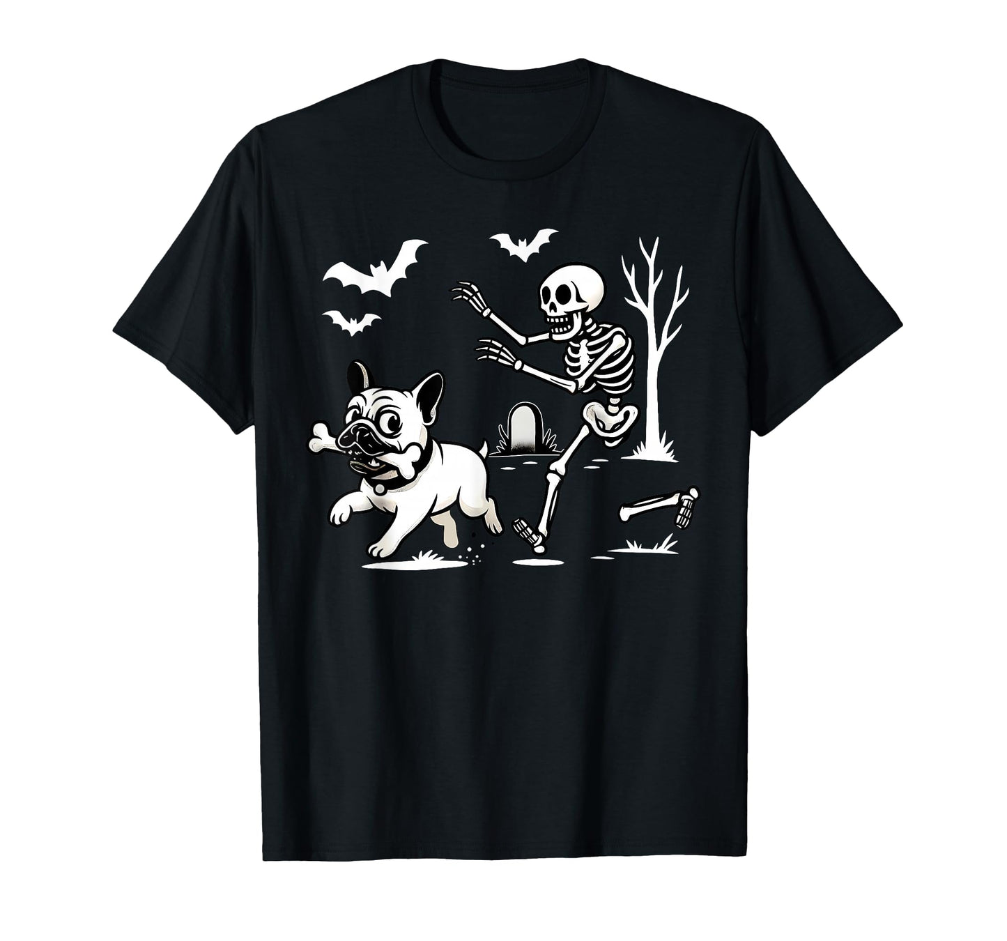 Funny Halloween French Bulldog Skeleton Spooky Season T-Shirt