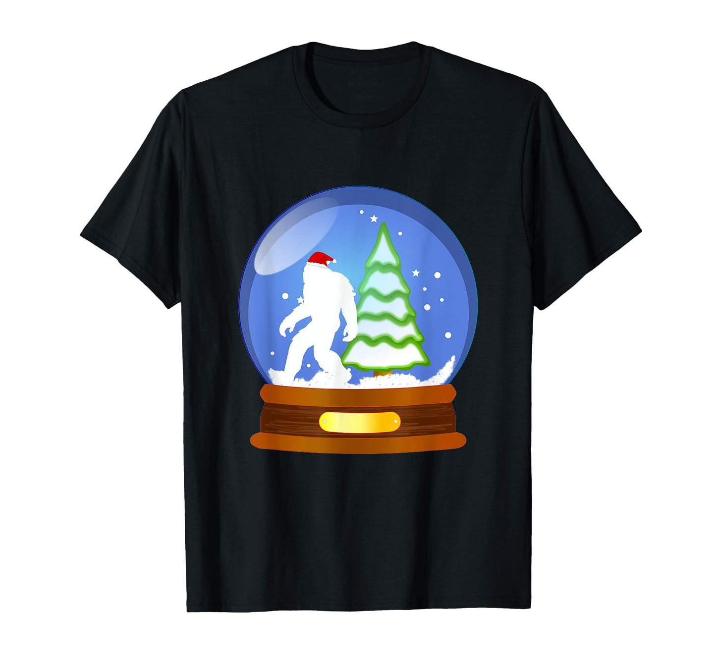 Bigfoot Santa Snow Globe Christmas T-Shirt