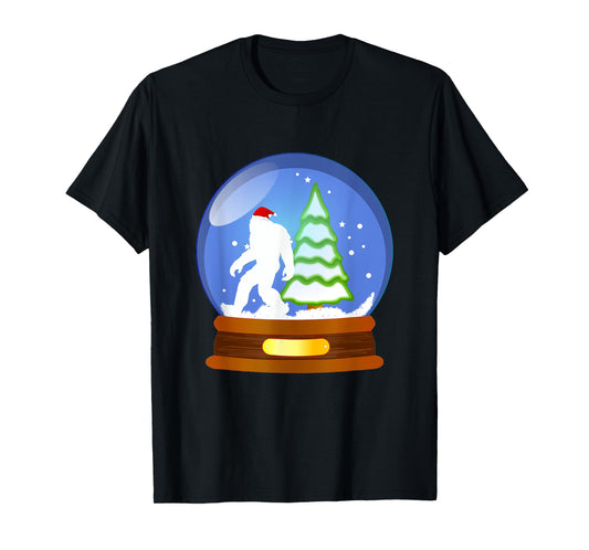Bigfoot Santa Snow Globe Christmas T-Shirt