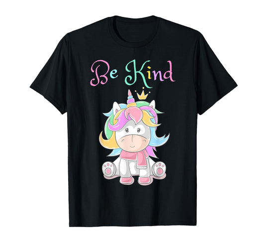 Be Kind Unicorn Shirt for Girls, Rainbow Unicorn Be Kind T-Shirt