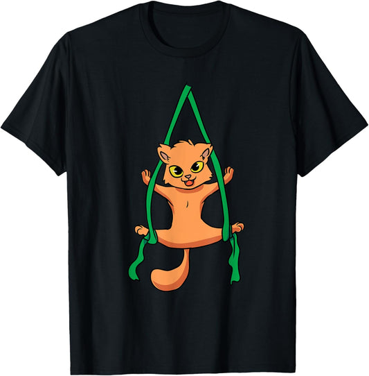 Aerial Silk Dancer Acrobat Funny Cat Aerialist T-Shirt
