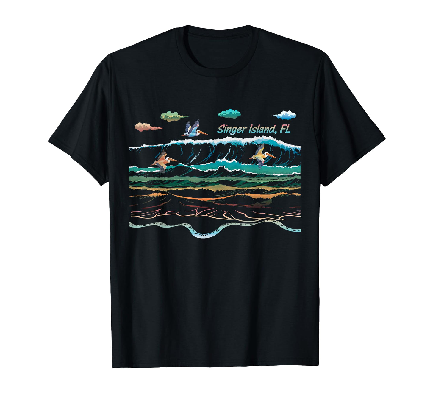 Singer Island FL Florida Waves Pelican Bird Watching T-Shirt