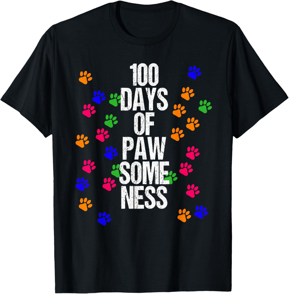 Dog Paw 100 Days School Animal Shirt Funny Happy Gift Outfit T-Shirt for Men Women Girls Kids