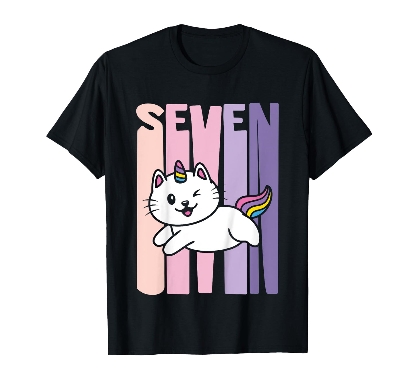 7 Year Old Cute Caticorn Cat Unicorn Birthday Girl B-day T-Shirt
