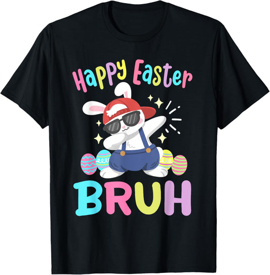 Happy Easter Bruh Funny Dabbing Bunny Dab Dance Rabbit Kids T-Shirt