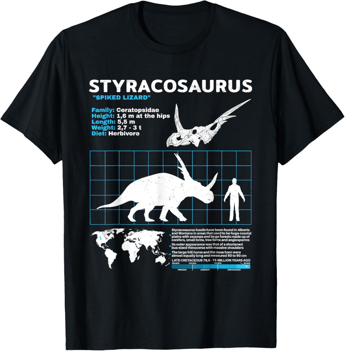 Styracosaurus fact sheet Dinosaur Facts T-Shirt