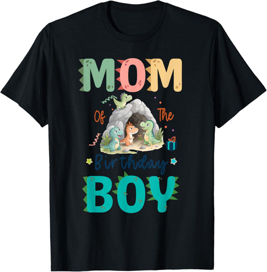 Mom Of The Birthday Boy T Rex Dinosaur Family Party Womens T-Shirt