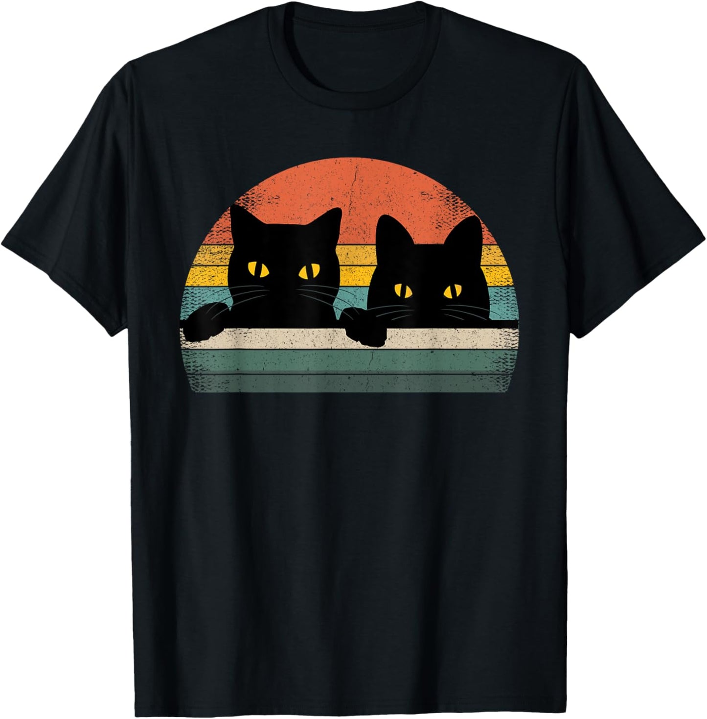 Black Cat Vintage Retro Style - Cats Lover Gift T-Shirt