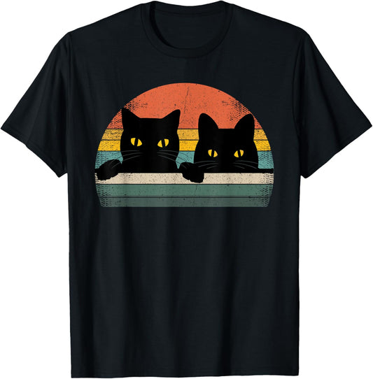 Black Cat Vintage Retro Style - Cats Lover Gift T-Shirt