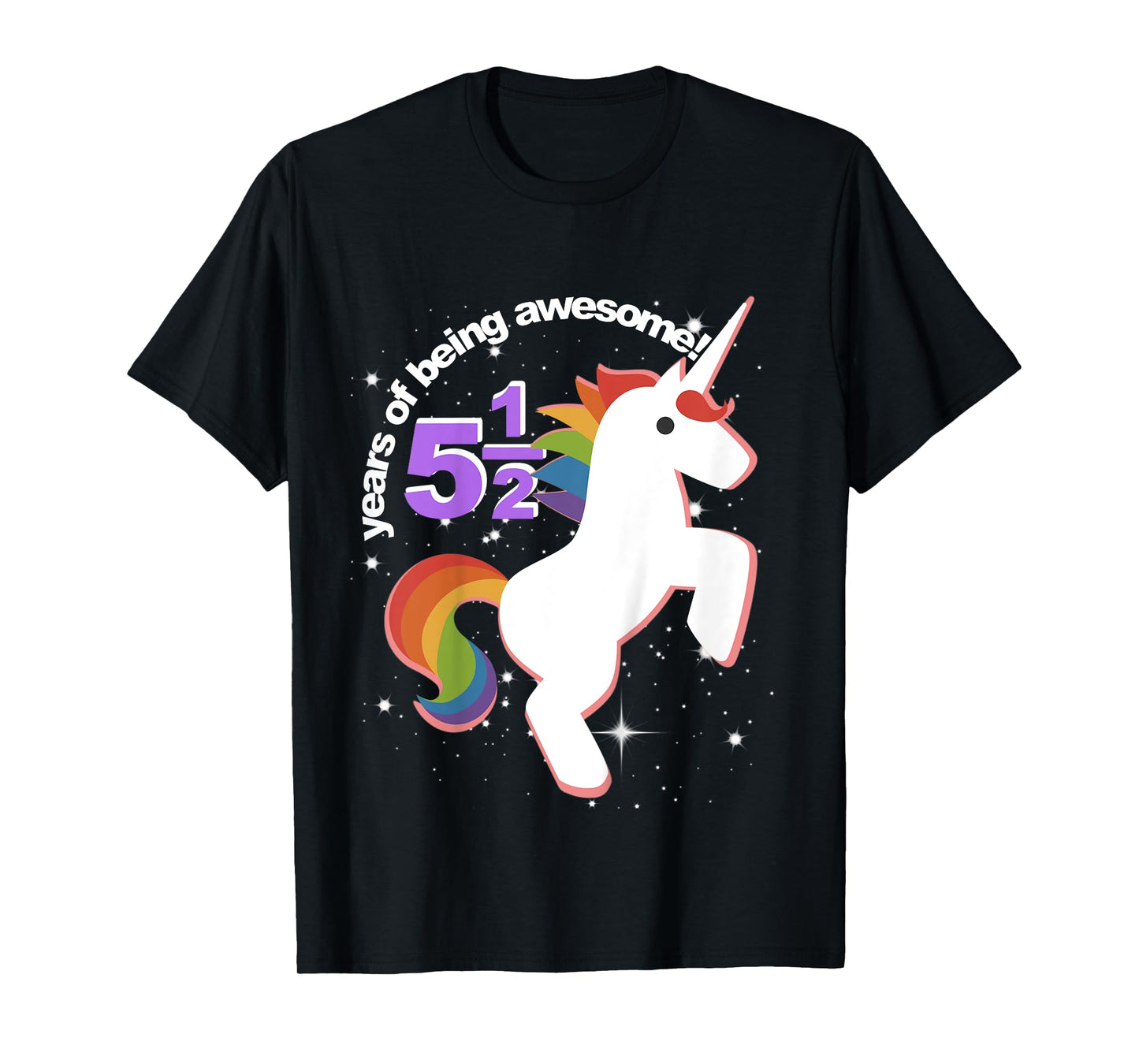Girls Half Birthday Unicorn Shirt 5.5 5 and Half Years 5th T-Shirt