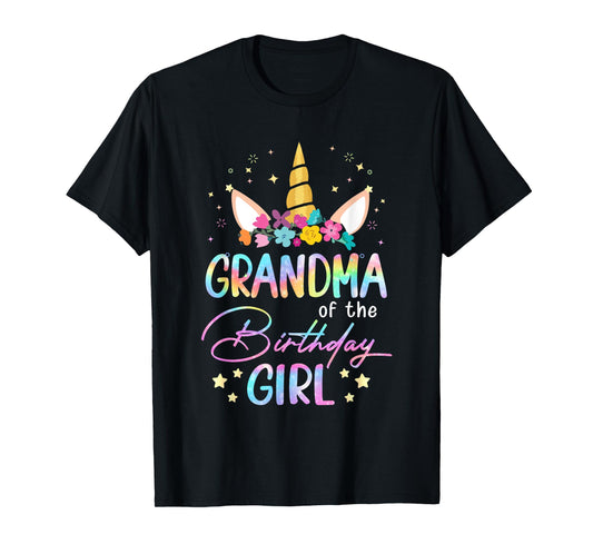 Unicorn Grandma Of The Birthday Girl Unicorn Flower Birthday T-Shirt