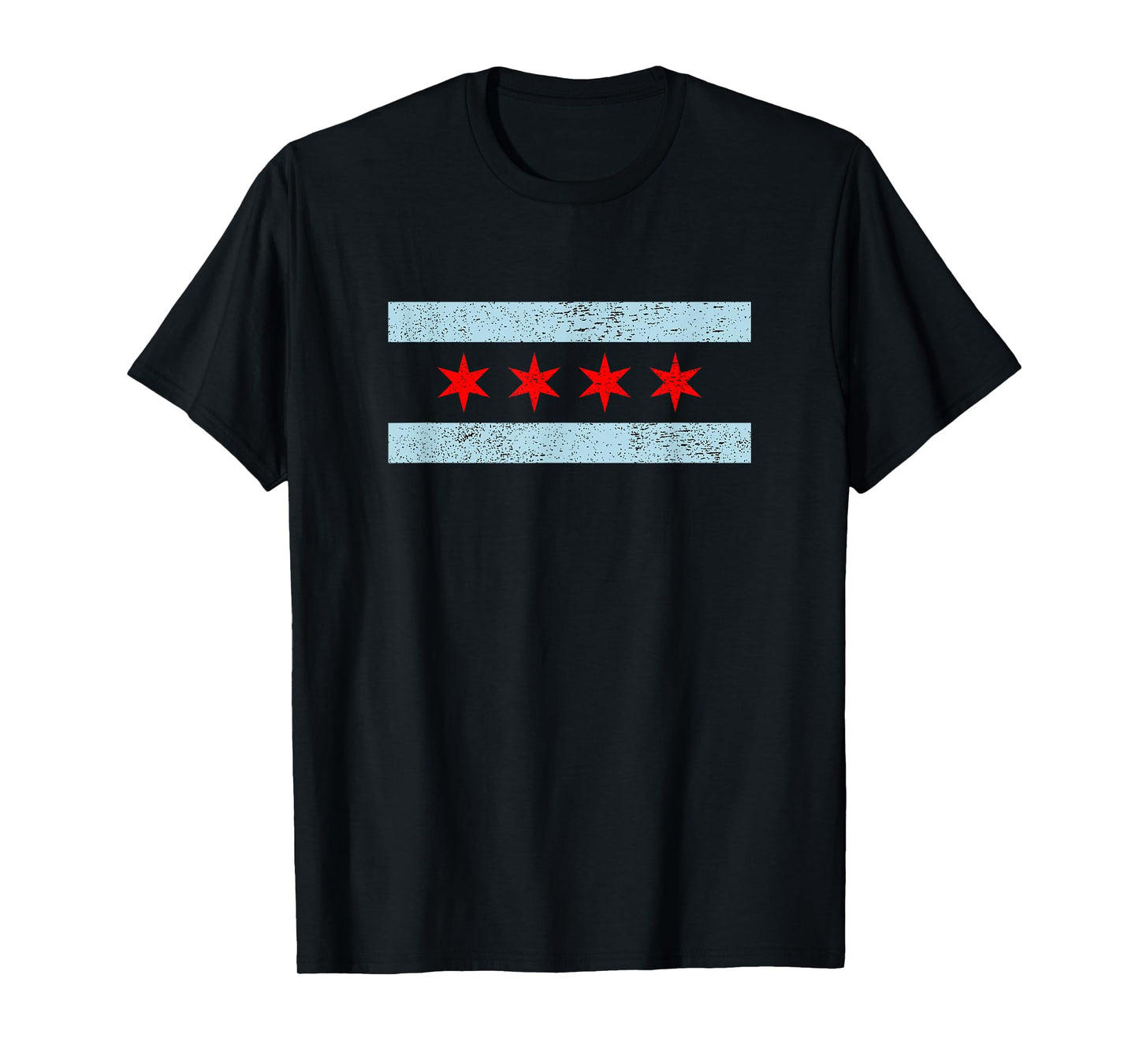 Sweet Vintage Retro Chicago Flag Red Six Pointed Stars T-Shirt