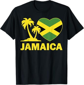 Jamaica-Shirt I love Jamaican Flag Heart Women Men Kid Girls T-Shirt