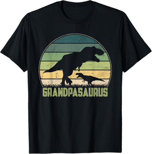 Grandpa of 1 Dinosaur Dad Funny Grandpasaurus Vintage Retro T-Shirt
