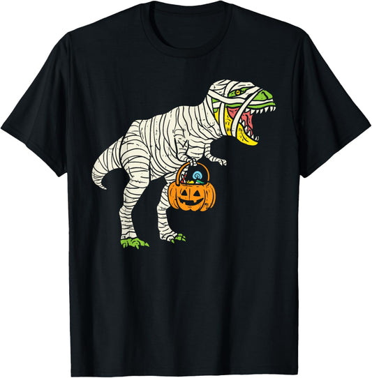 T-Rex Mummy Pumpkin Dino Trick Treat Halloween Costume Boys T-Shirt