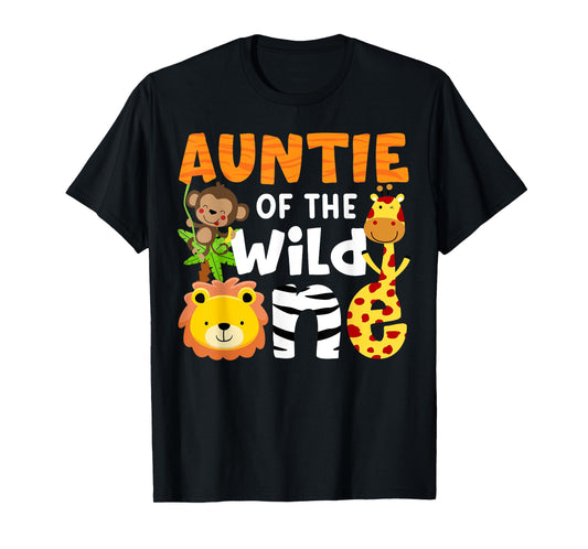 Auntie the Wild One Zoo Birthday Safari Jungle Animals Party T-Shirt