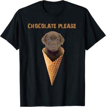 Chocolate Lab Waffle Cone Ice Cream T-Shirt Cute Puppy Tee T-Shirt for Men Women Kids
