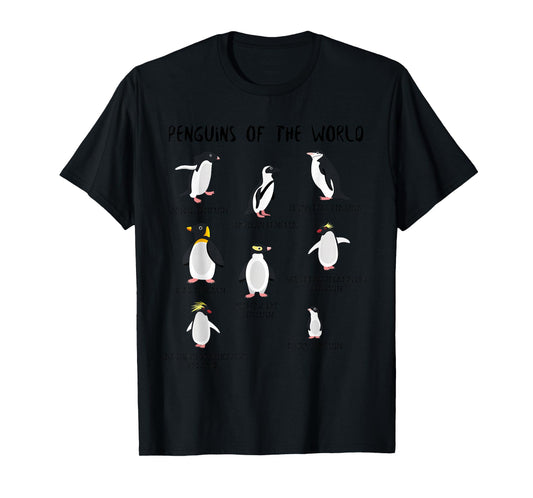 8 Rarest Penguins of the World - Funny Penguin Animals Lover T-Shirt