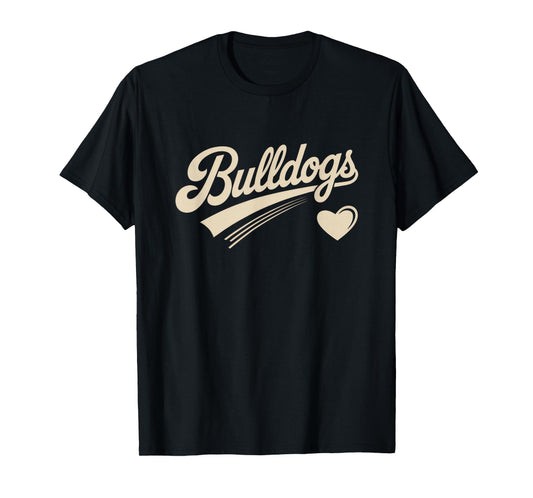 Retro Bulldogs Vintage Heart for Men Women Kids T-Shirt