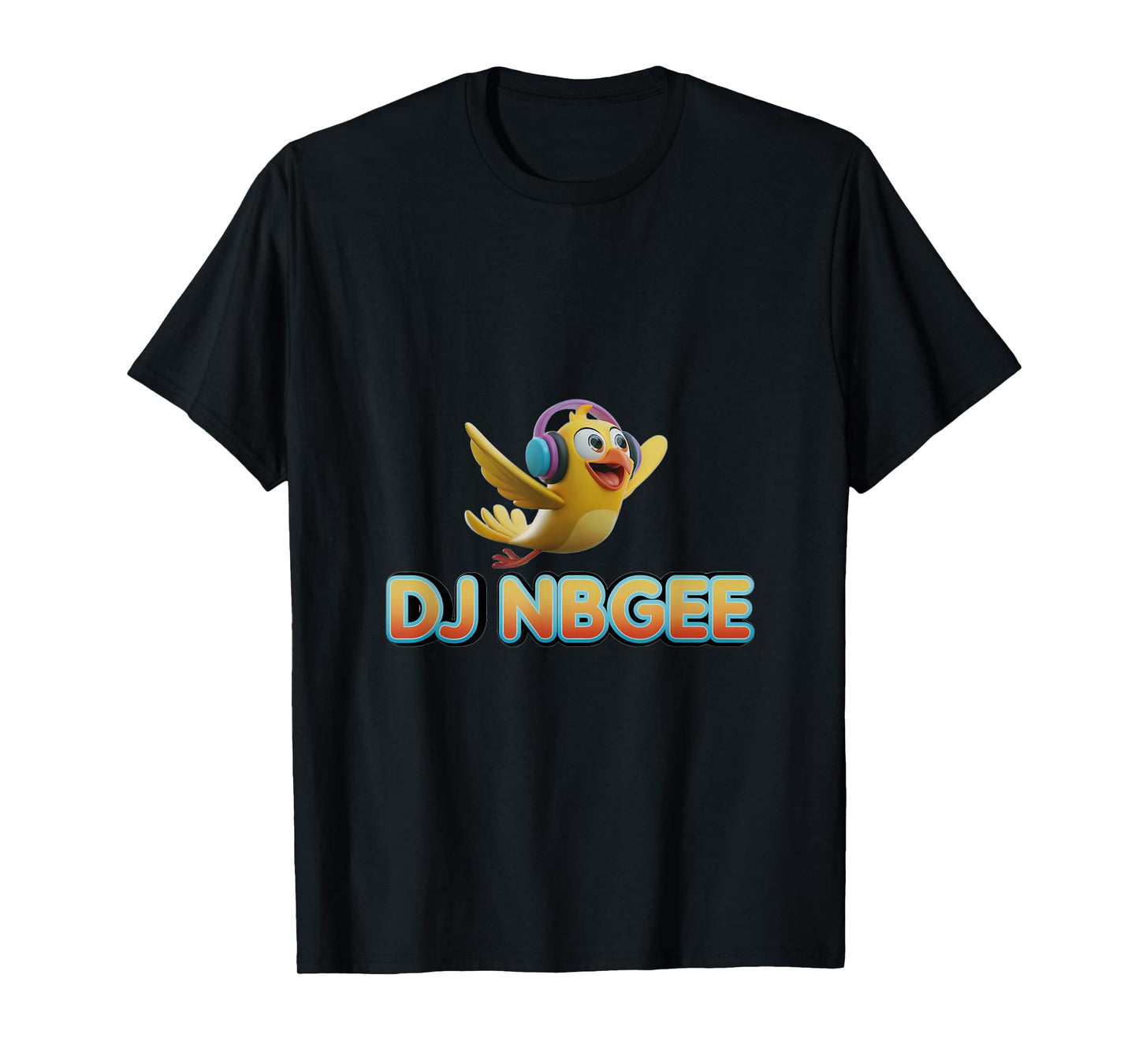 DJ NBGee Happy Yellow Bird T-Shirt, Unisex, Short Sleeve, Cartoon, Small, Blue