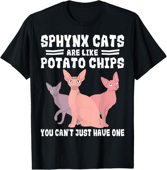 Sphynx Cat Potato Chips Lover Breeder Pet Owner T-Shirt
