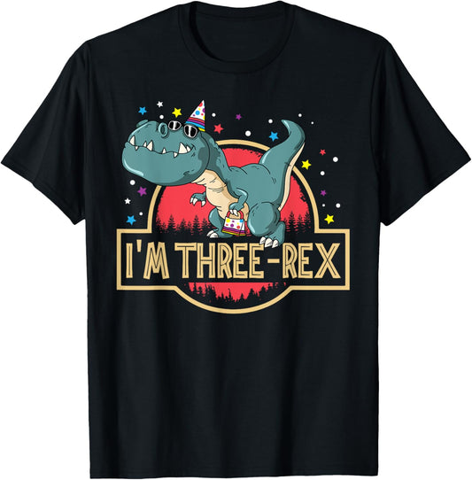 Three Rex T-Rex Birthday T-Shirt 3 Year Old Boy Girl Kids T-Shirt