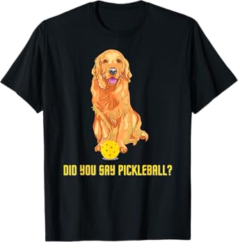 Cute Golden Retriever Pickleball Dog T-Shirt