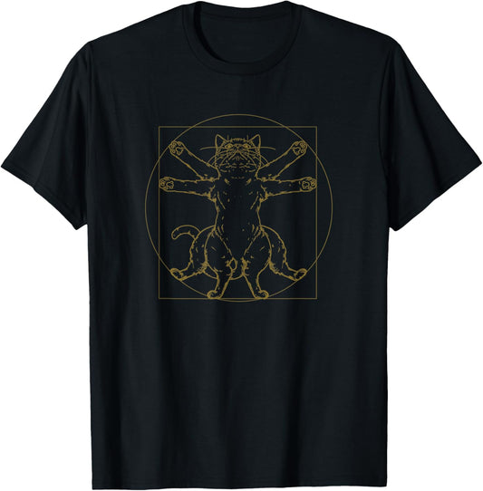Vitruvian Cat Proportions Kitten Da Vinci cats Paws Kitty T-Shirt