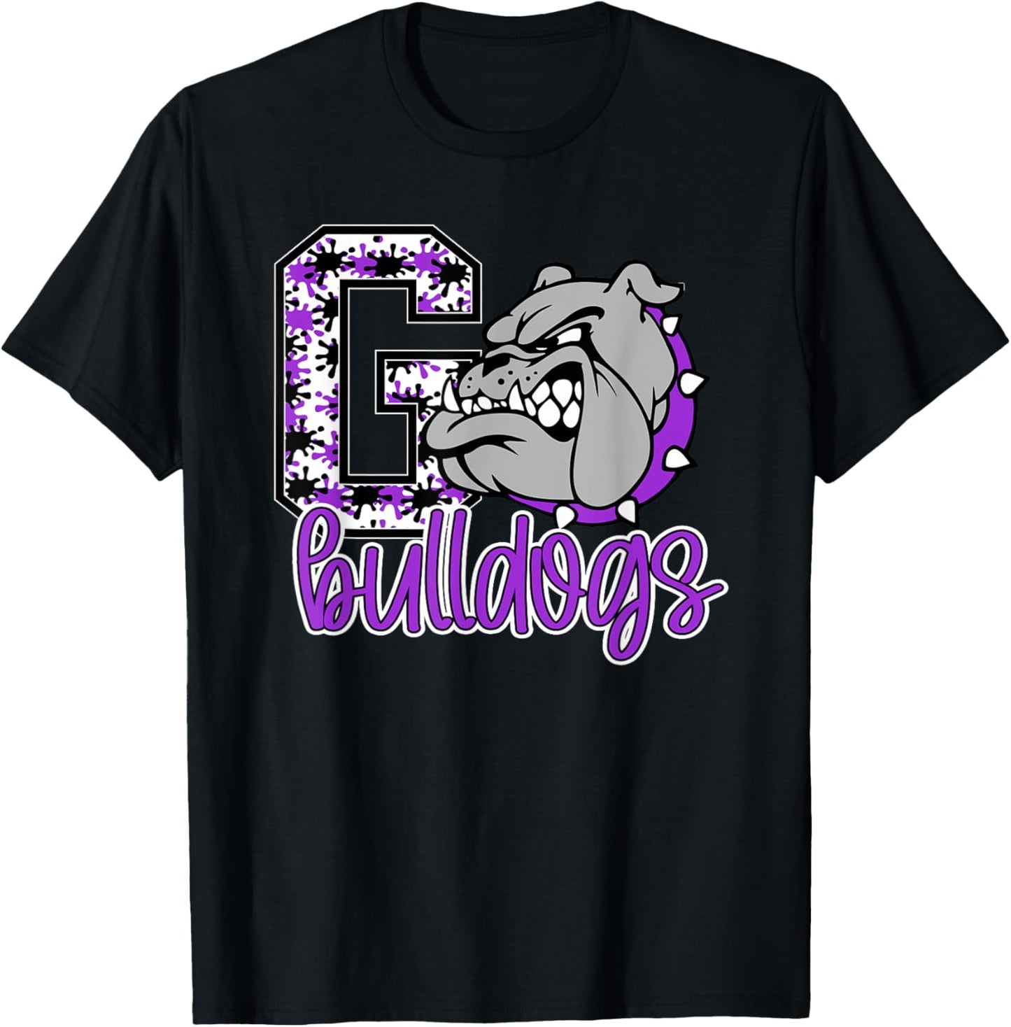Go Bulldogs Purple Bulldog Pride School Spirit Mascot T-Shirt