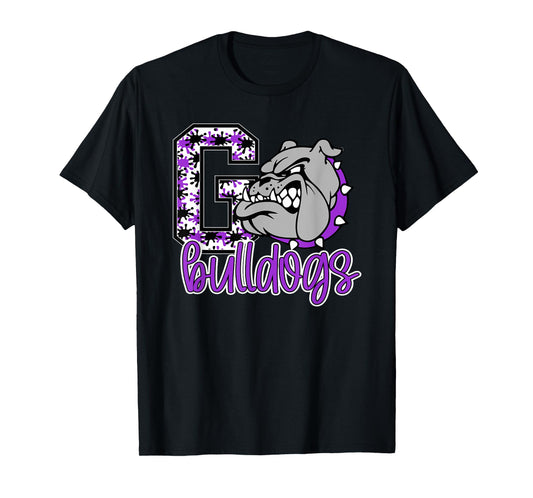 Go Bulldogs Purple Bulldog Pride School Spirit Mascot Men Women Kids T-Shirt